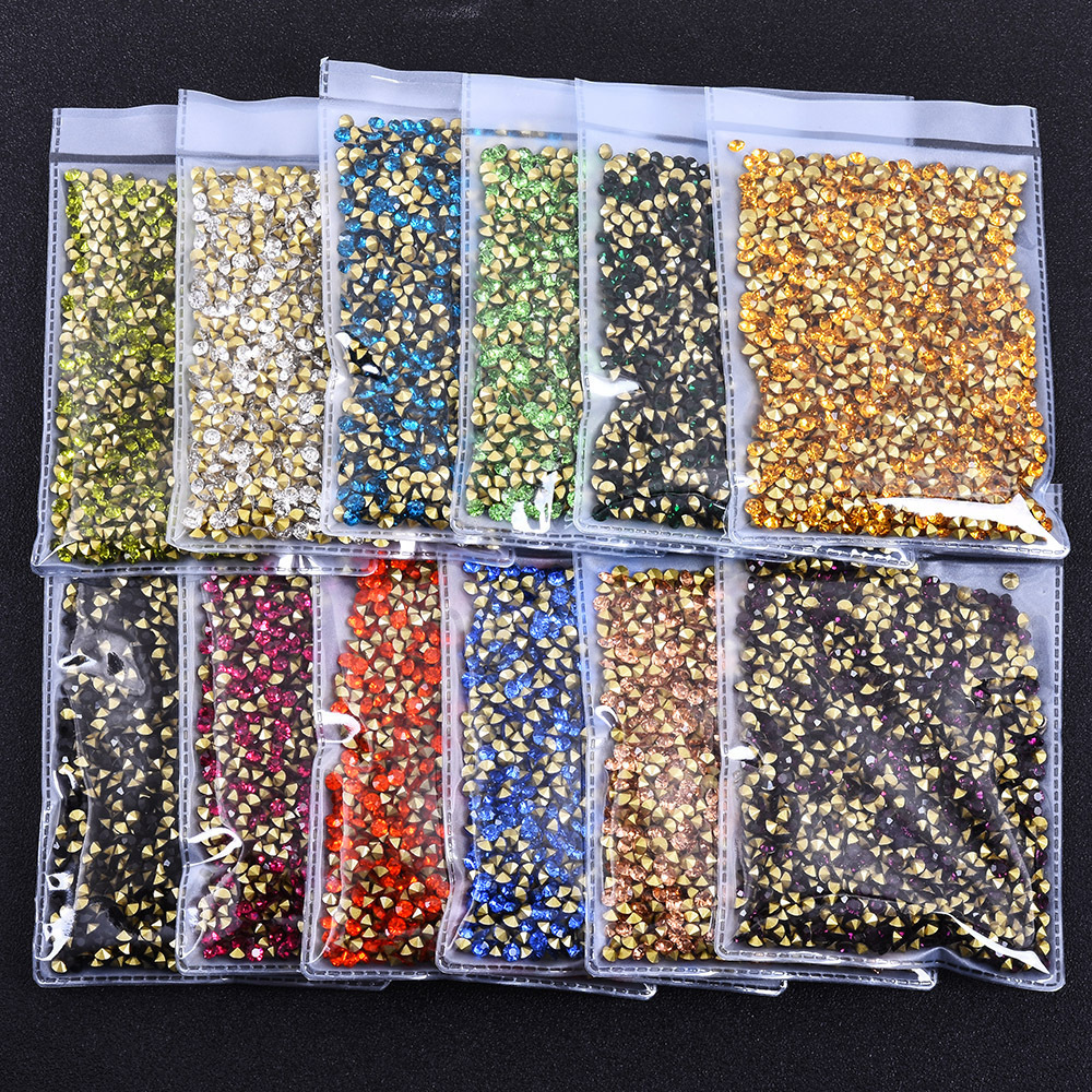 Low Moq 1.3mm-4.8mm Rhinestones Bulk Ab Glass Rhinestones Flat back Rhinestone Fabric For Diy Nails