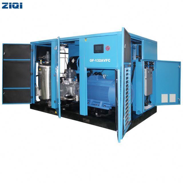 ZIQI hot selling electrical 132kw 7bar 8bar 10bar big heavy duty water lubrication oil free AC power air compressor