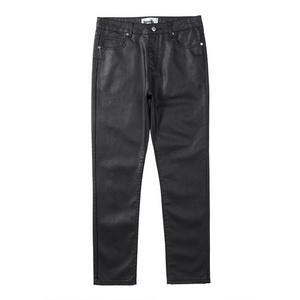 High Street trend Black brushed wax Casual pants Jeans men trousers jeans straight stock jeans original for men