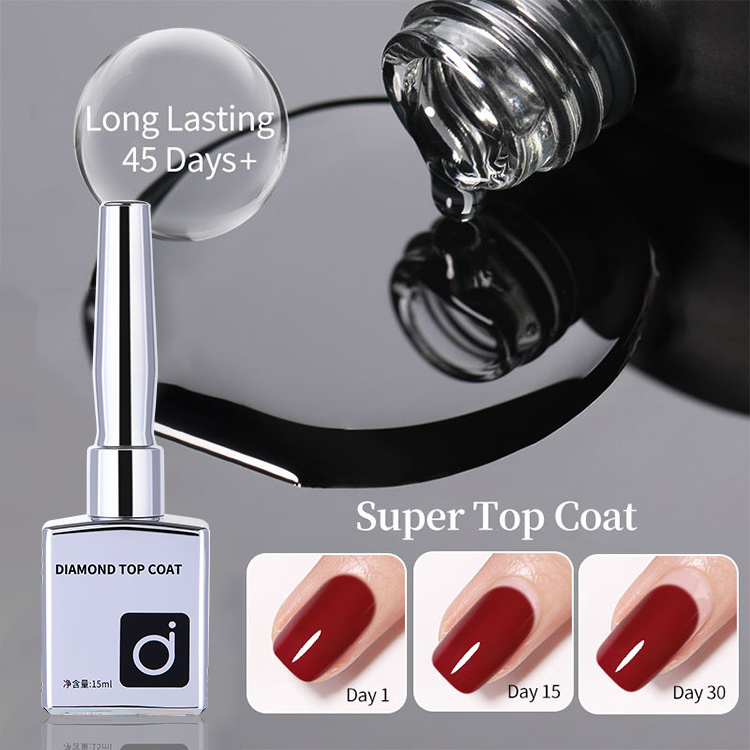 ZRKGEL Clear No Wipe Tempered Top coat Customize Nail Supplies 15ml High Shine UV Nail Gel Polish Rubber Top Coat