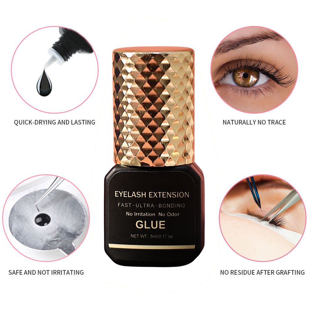 Black Free Latex Korea False Lash Glue Wholesale Supplies Waterproof Oil Proof Adhesive Eye Lash Extension Eyelash Glue