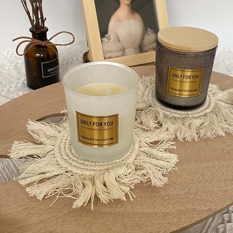 Luxury Natural Soy Wax Scented Candle Handmade Sandalwood Aroma Colorful Embossed Jar Candles Wedding scented candle