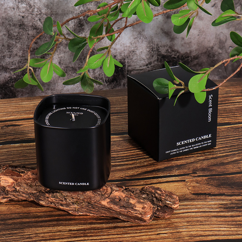 natural plant essential oil soybean wax square glass cup premium Luxury hand gifts smokeless cented candle