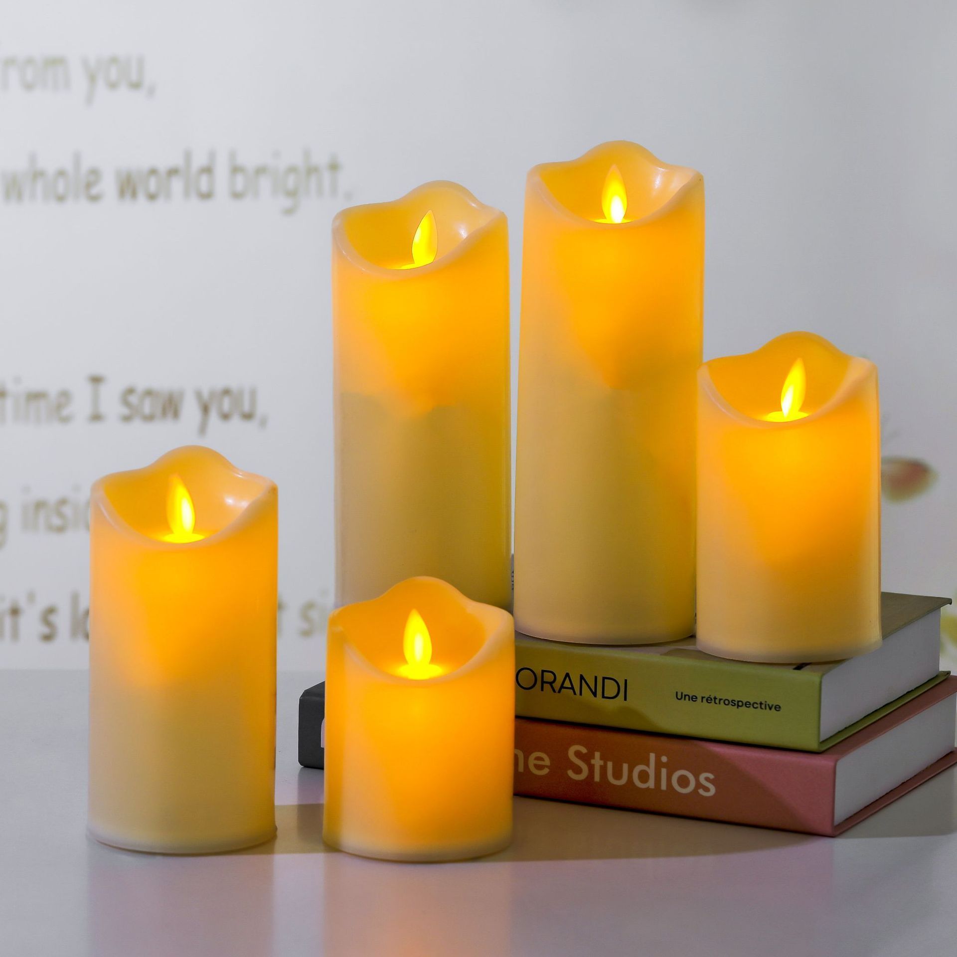 swinging flameless Battery USB Cable Rechargeable Battery Pillar Taper LED Candle with Bullet Flame Plastic Wick