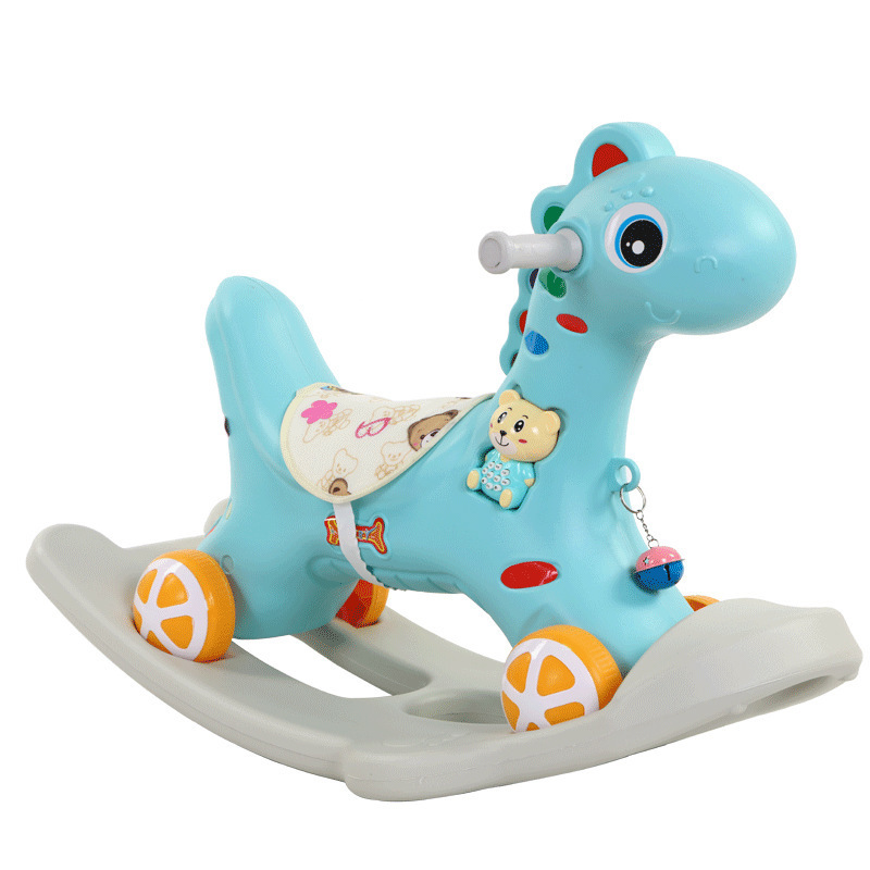 2-in-1 Baby Rocking horse cartoon horse for Kids Pink Plastic rocking horse for baby Kids ride on toys