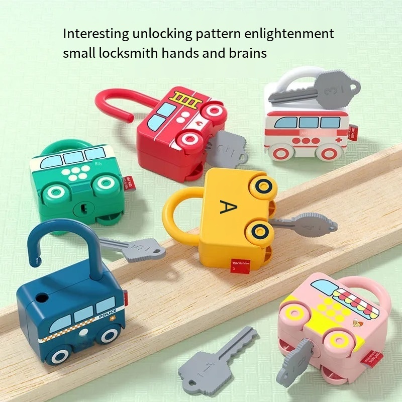 Baby Learning Lock with Key Car Games Montessori Educational Toy Number Matching Lock Toys Sensory Toys For Kids 1 2 3 Years