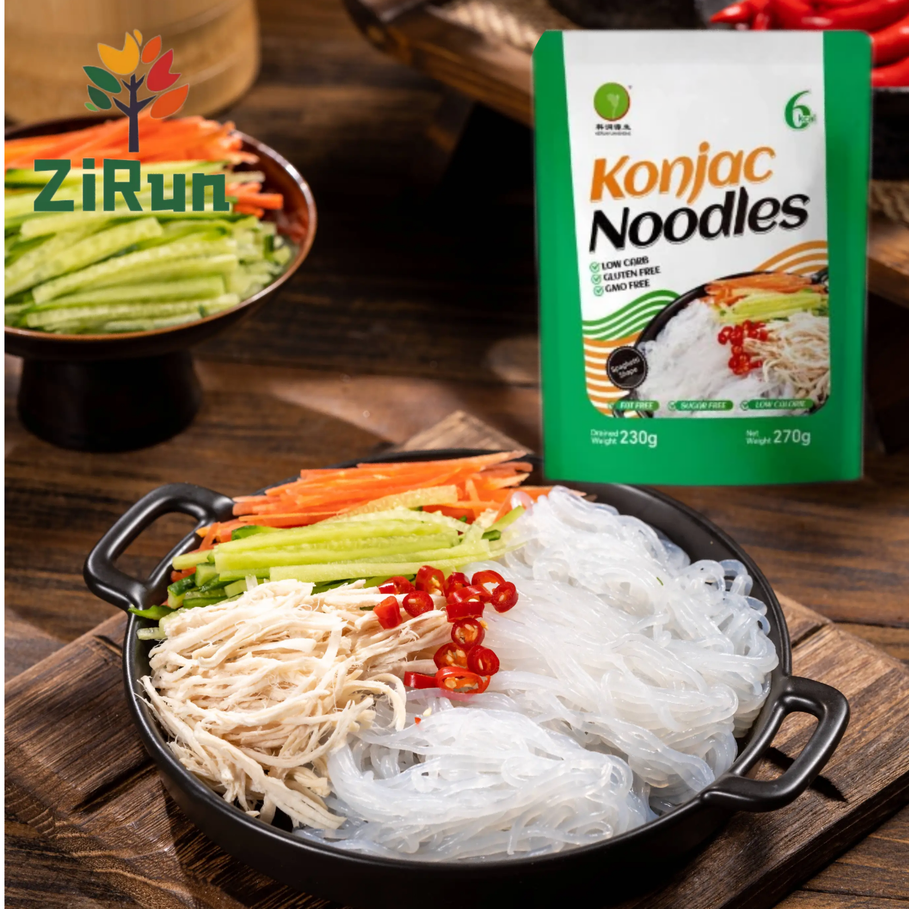 Healthy zero calorie korean instant noodles pasta spaghetti ramen konjac