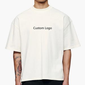 High Quality Plain Custom Cropped T-Shirt Boxy 100% Cotton Blank Oversized Heavyweight Drop Shoulder White T Shirt Manufacturer