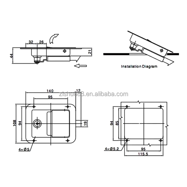 Truck Body Parts Stainless Steel Tool Box Locking Paddle Handle Latch Trailer Lock