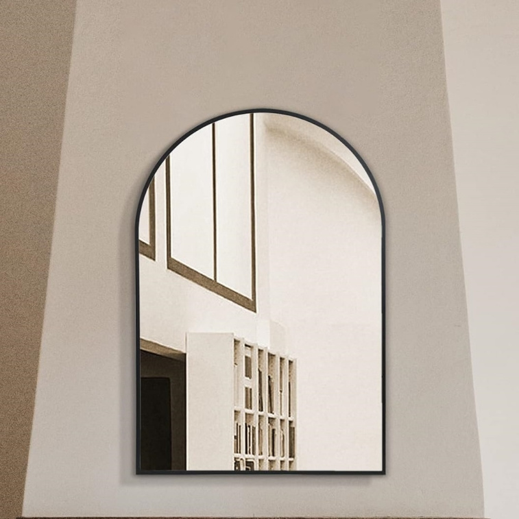 Arched Wall Mirror for Bathroom,Mirrors for Wall Vanity Mirror for Bedroom Dresser, Entryway, Living Room, Metal Frame