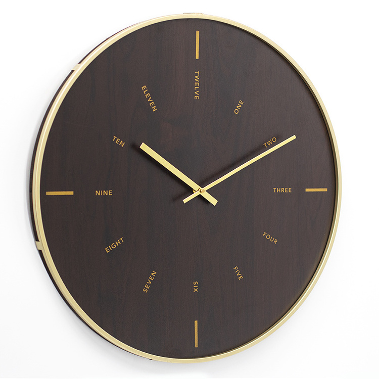 Good Price Decoration Circle Wall Clock Quiet Metal Frame MDF Dial Sweep Movement Antique Clock Wall For Home Decor