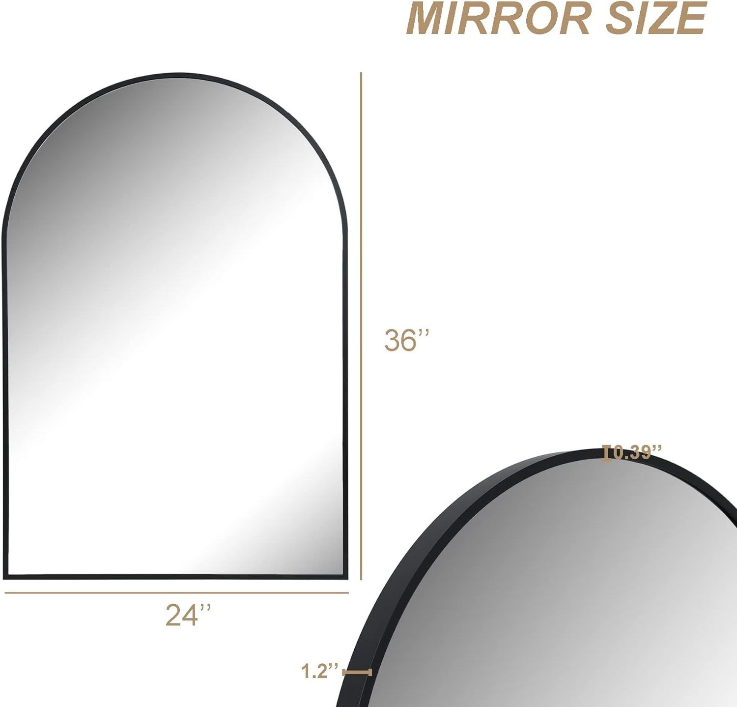 Arched Wall Mirror for Bathroom,Mirrors for Wall Vanity Mirror for Bedroom Dresser, Entryway, Living Room, Metal Frame