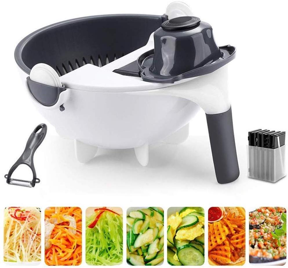 Vegetable Chopper Slicer, Food Chopper Onion Veggie Slicer Cutter with Multi-Functional Interchangeable Blades Cheese Grater