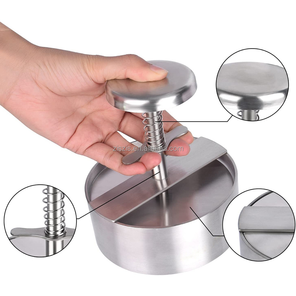 Stainless Steel 304 Hamburger Press Burger Press Adjustable Hamburger Patty Maker Mold Perfectly for Formed Hamburger