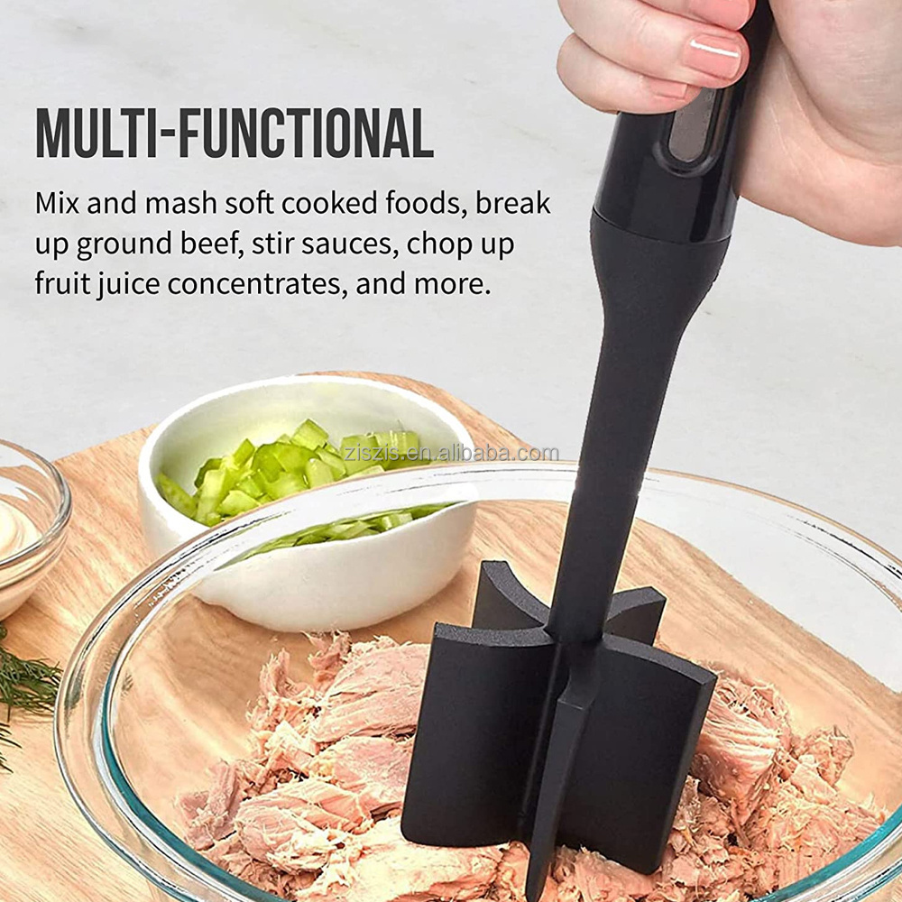 Professional Nylon Meat Chopper And Potato Smasher Heat Resistant With 5 Curves Blades Ground Beef Masher