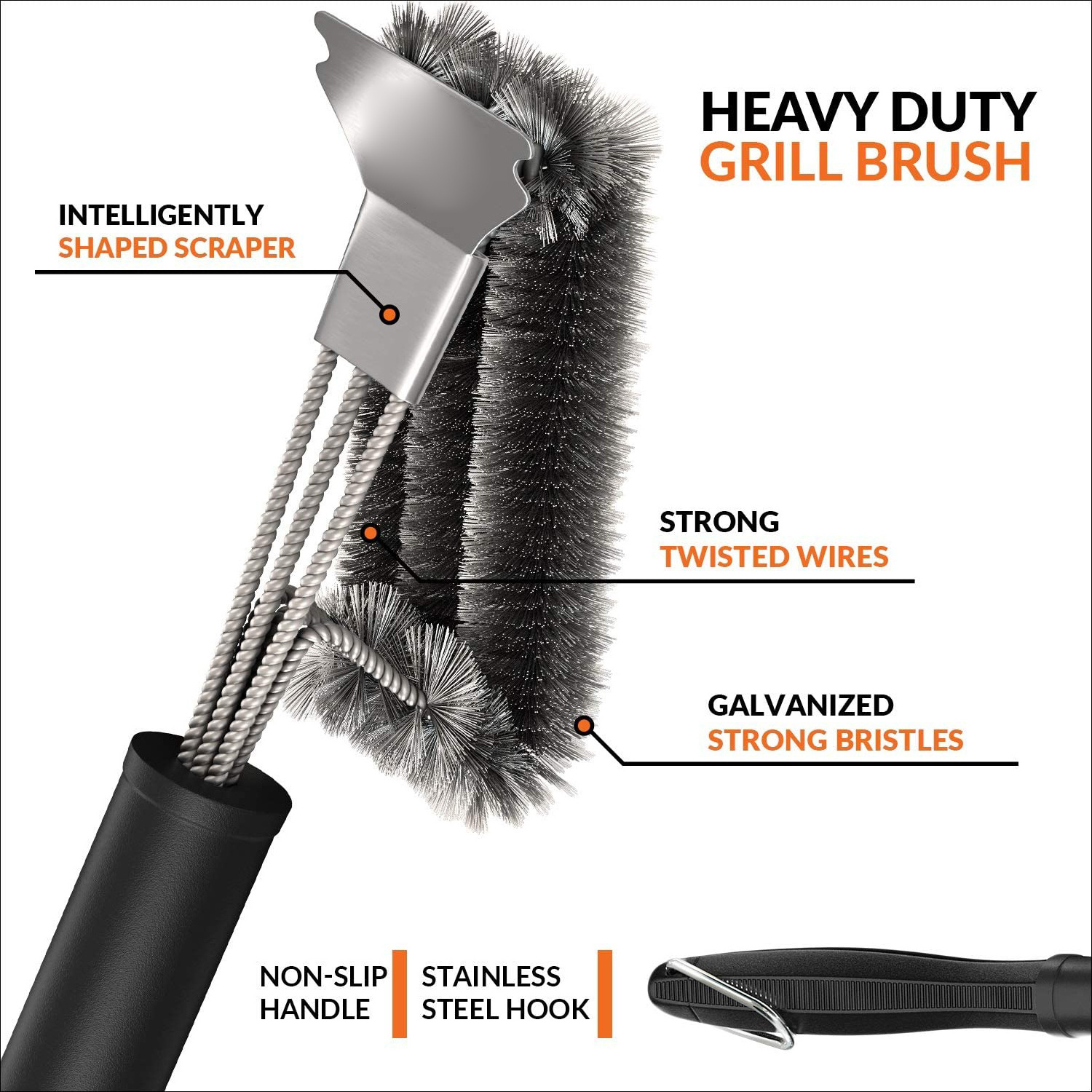 2021 hot sale Extra Strong BBQ Cleaner Accessories BBQ Grill Brush Steam Cleaning Stainless Steel Brush Grill Brush and Scraper