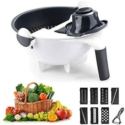 Vegetable Chopper Slicer, Food Chopper Onion Veggie Slicer Cutter with Multi-Functional Interchangeable Blades Cheese Grater