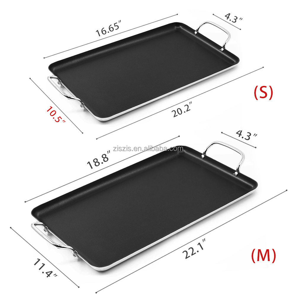 2023 Hot Selling Aluminum commercial griddles grill pan  non stick grill Pan With Two Handles Grill Plate