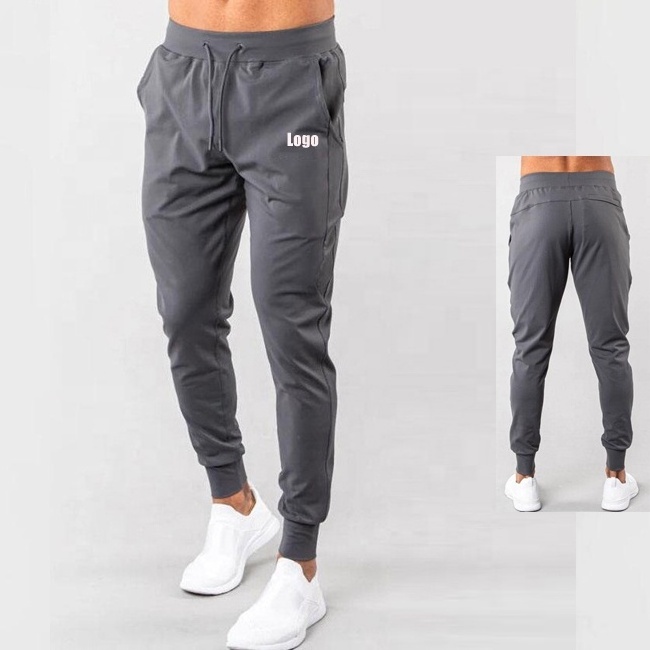 Custom Logo Polyester Spandex Men's Tapered Active Joggers 4-Way Stretch Gym Running Trousers Quick Dry Sweatpants