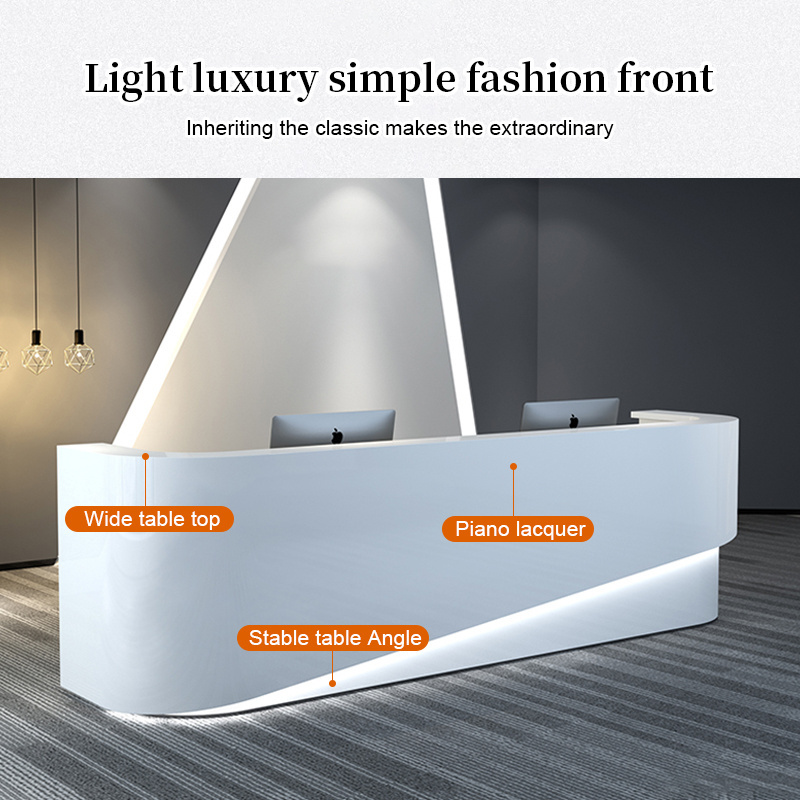 Zitai office building hotel hospital Lobby white LED light front desk Counter modern beauty salon reception desks