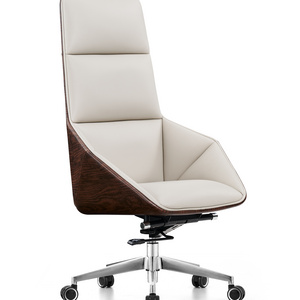 Zitai wood shell white luxury high back swivel executive classic leather office chair for manager