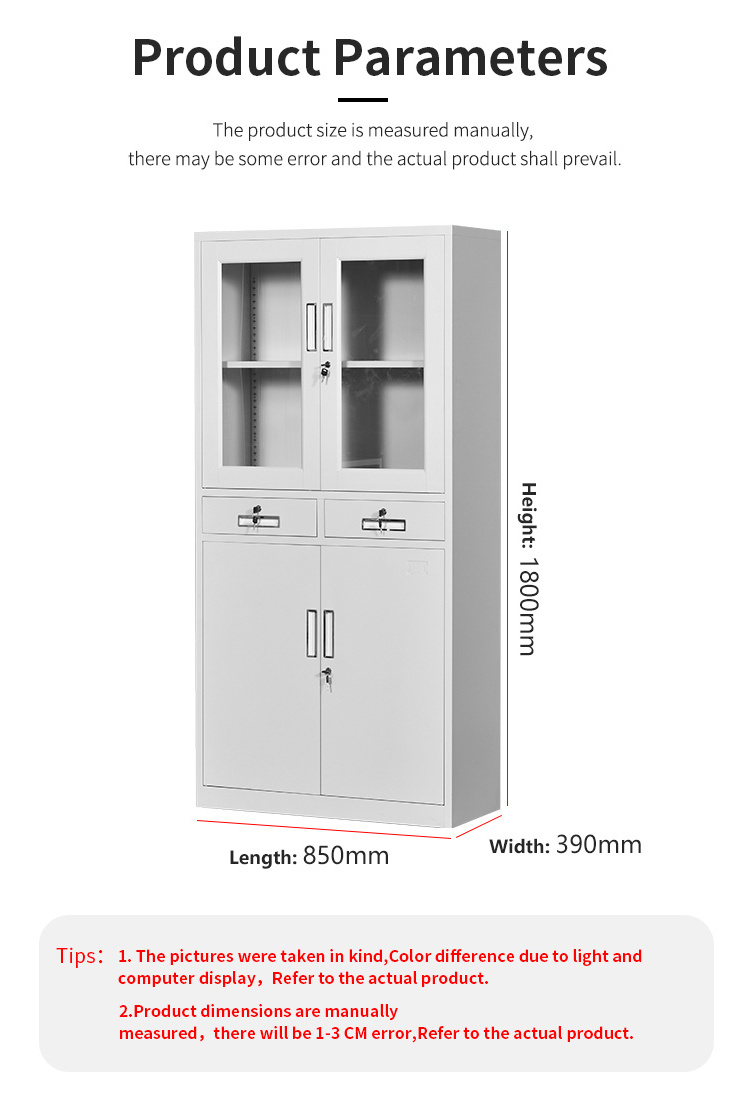 Zitai school Gym office Furniture White Metal File Cupboard 4 doors 2 Drawer Steel Filing Storage Cabinet