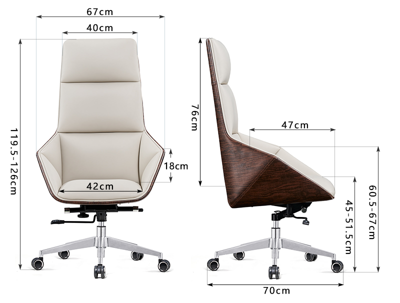 Zitai wood shell white luxury high back swivel executive classic leather office chair for manager