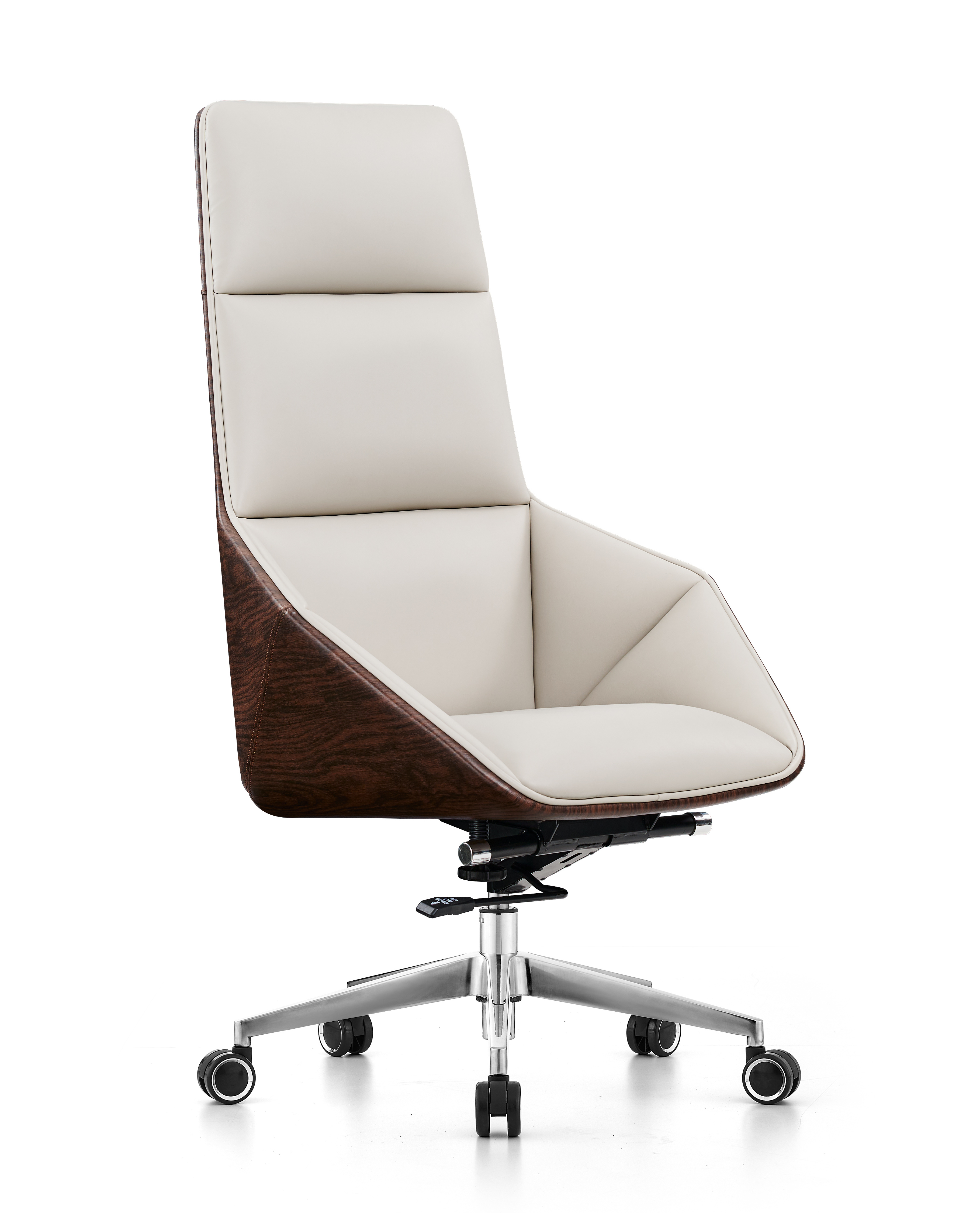 Zitai wood shell white luxury high back swivel executive classic leather office chair for manager