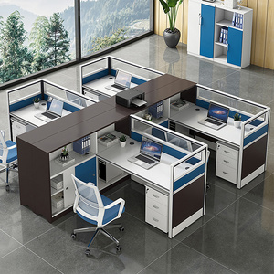 ZITAI Factory 2 4 6 person seat Modular cubicle curved office staff desk panel office furniture partitioned workstations