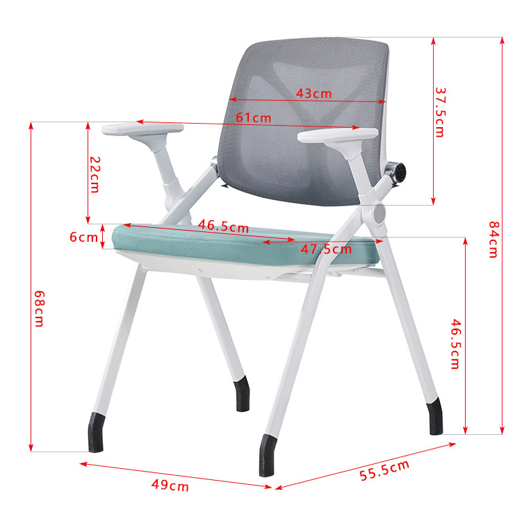 ZITAI high quality factory flip staff conference chair stackable modern folding training chair with arm rests