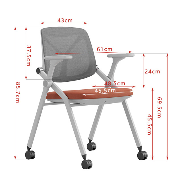 ZITAI high quality factory flip staff conference chair stackable modern folding training chair with arm rests