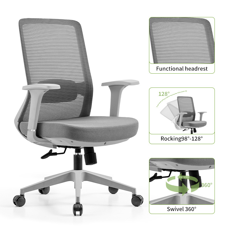 ZITAI Home Office Mid Back Accent Chair Executive Computer Office Desk Chair Grey Swivel Visitor Office Chair