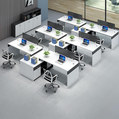 Zitai wooden office desk office desk partition 6 Person Staff Cubicle Office Table Desk Workstation with Storage cabinet