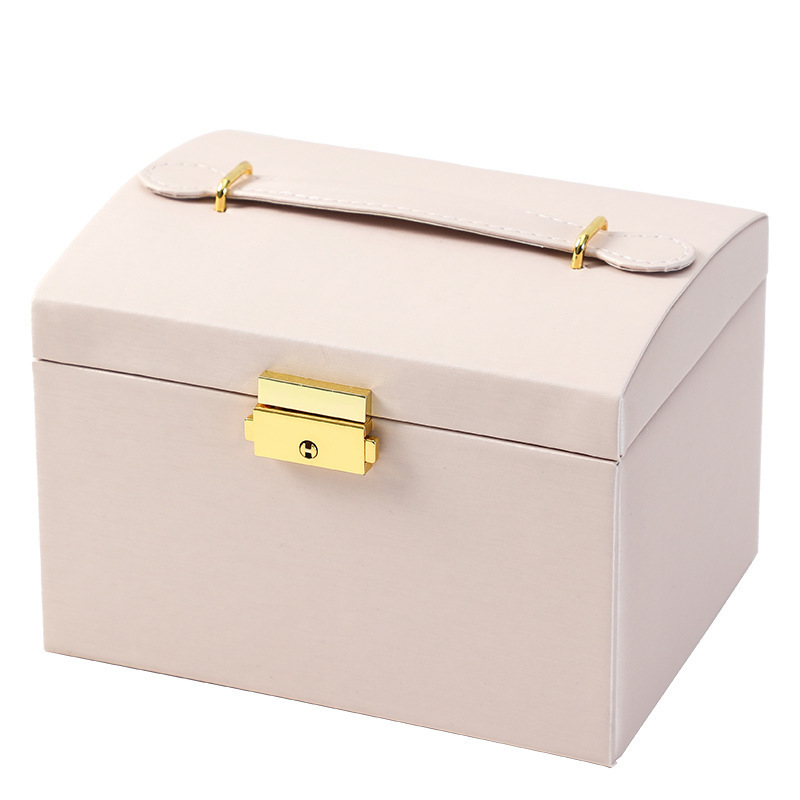 New trending locked pu leather box jewelry travel storage box organizer pu leather jewelry packing box with three layers