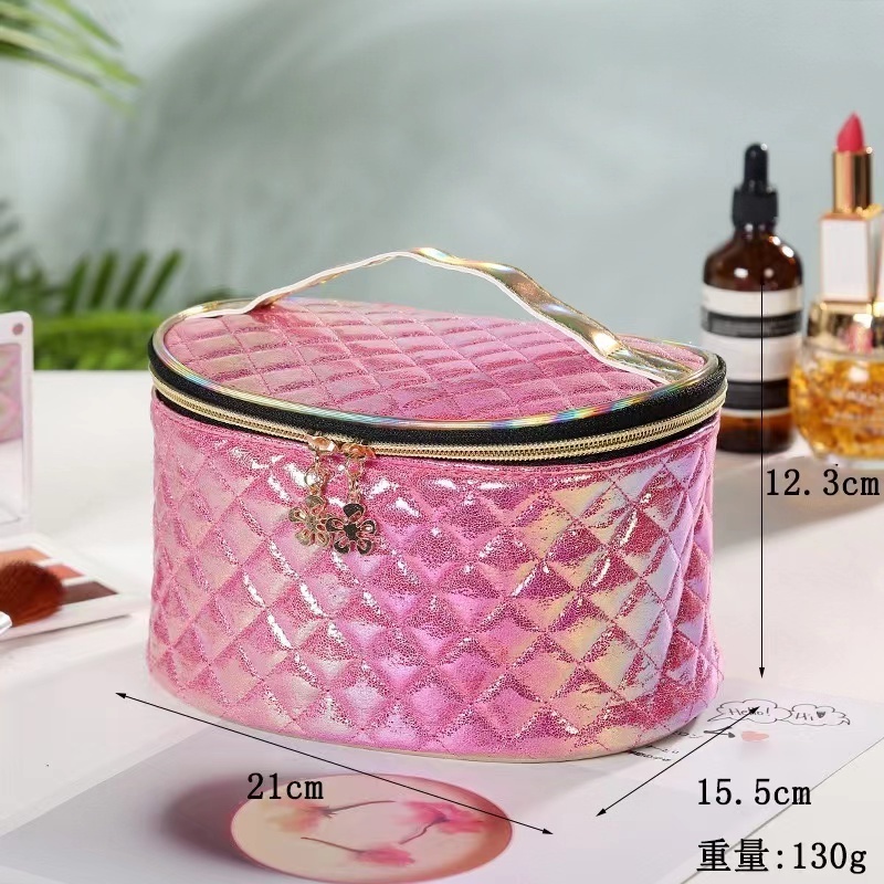 Waterproof glitter pu leather cosmetic bag shinny color travel pu make up case for lipstick cosmetic brush