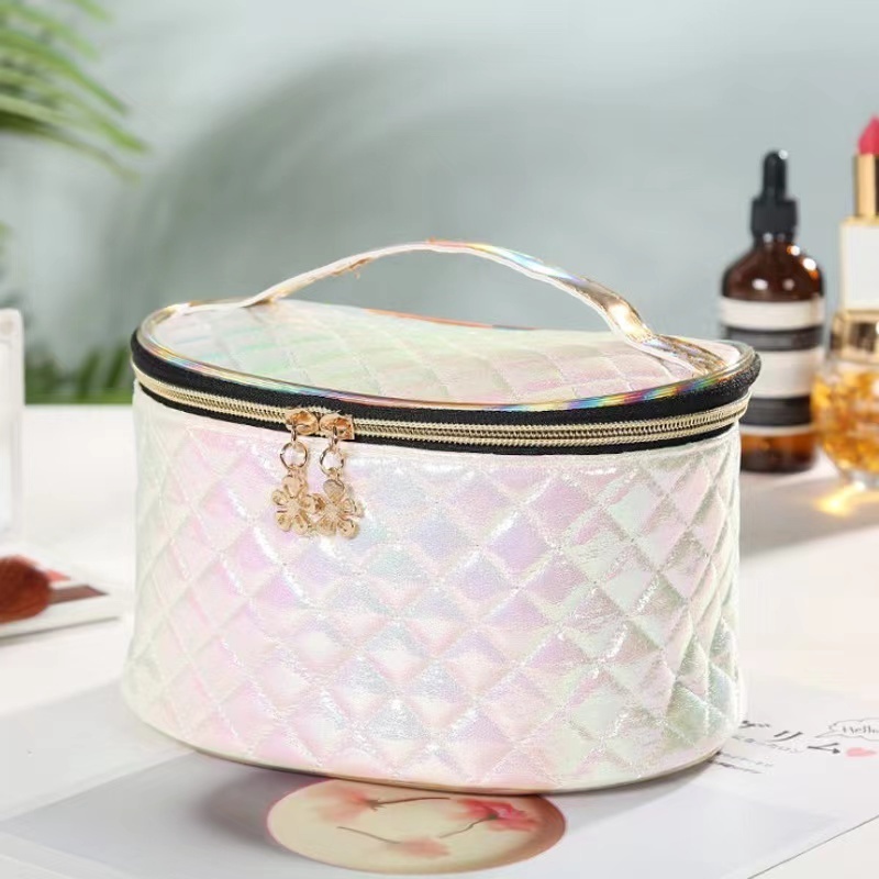 Waterproof glitter pu leather cosmetic bag shinny color travel pu make up case for lipstick cosmetic brush