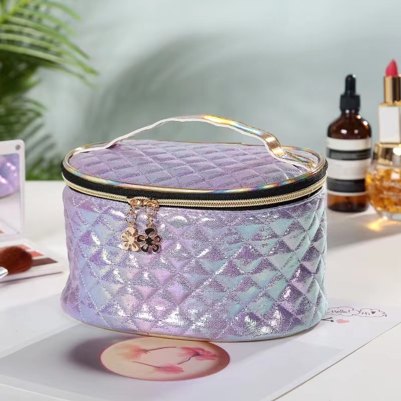 Waterproof glitter pu leather cosmetic bag shinny color travel pu make up case for lipstick cosmetic brush