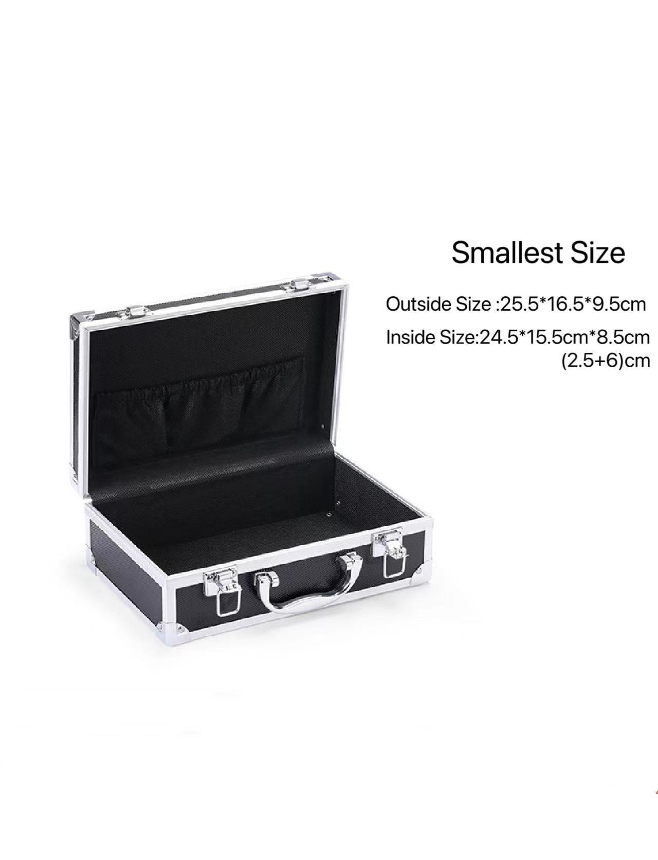 Stock fast ship best selling black silver color travel case with grid foam tool case aluminum case