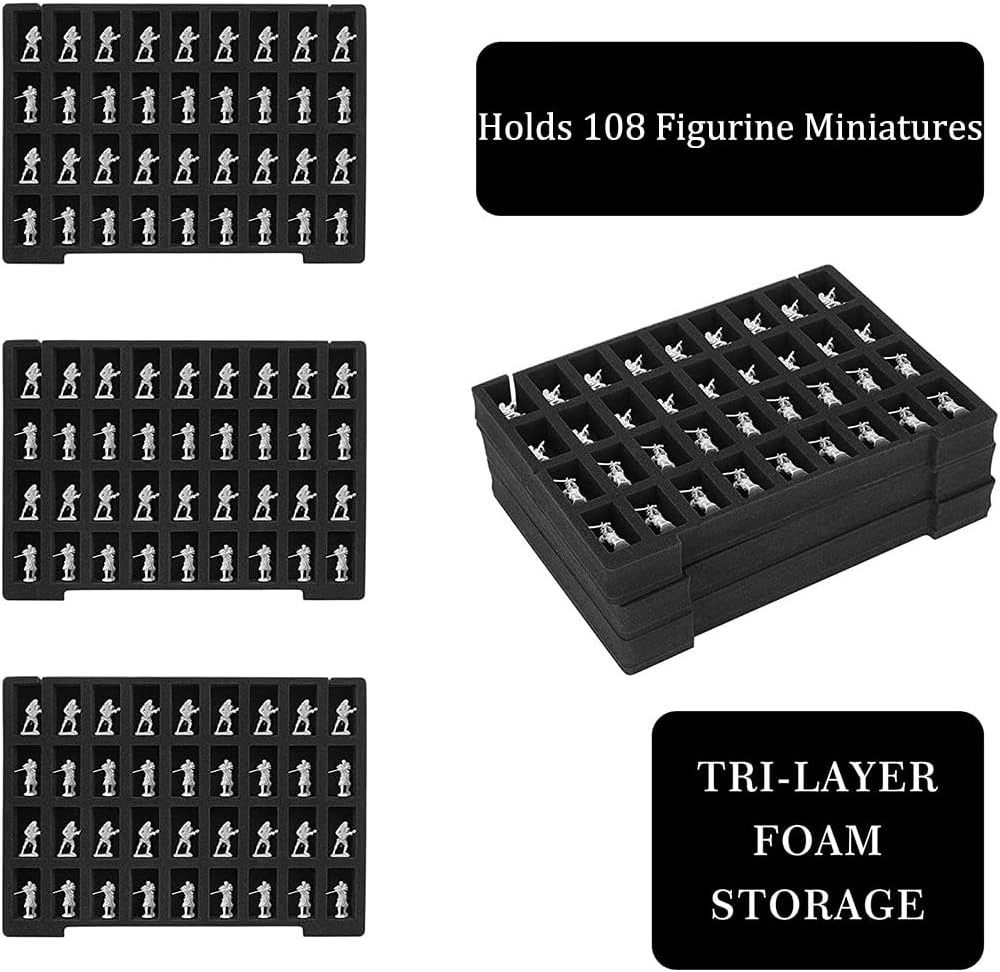 New coming 108 slot figurine miniature carrying case aluminum case compatible with warhammer 40k dungeons & dragons storage box