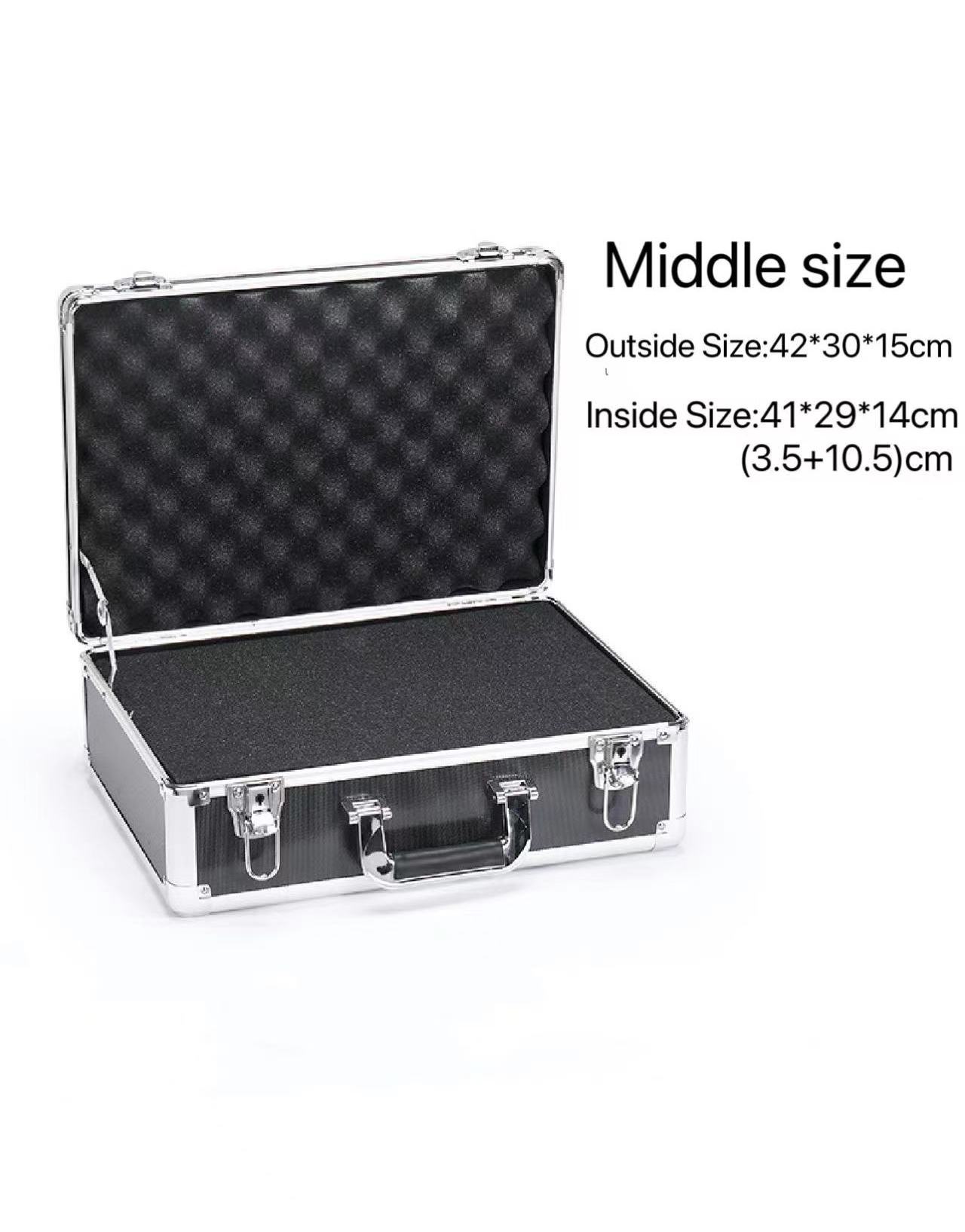 Stock fast ship best selling black silver color travel case with grid foam tool case aluminum case