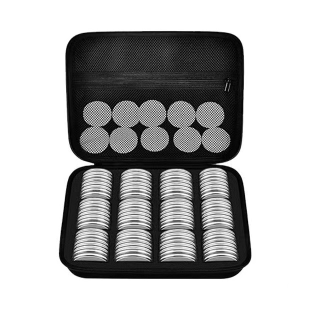 Amz hot selling custom 96pc 46mm coin capsules EVA foam storage case organizer box collection hard shell coin holder EVA case