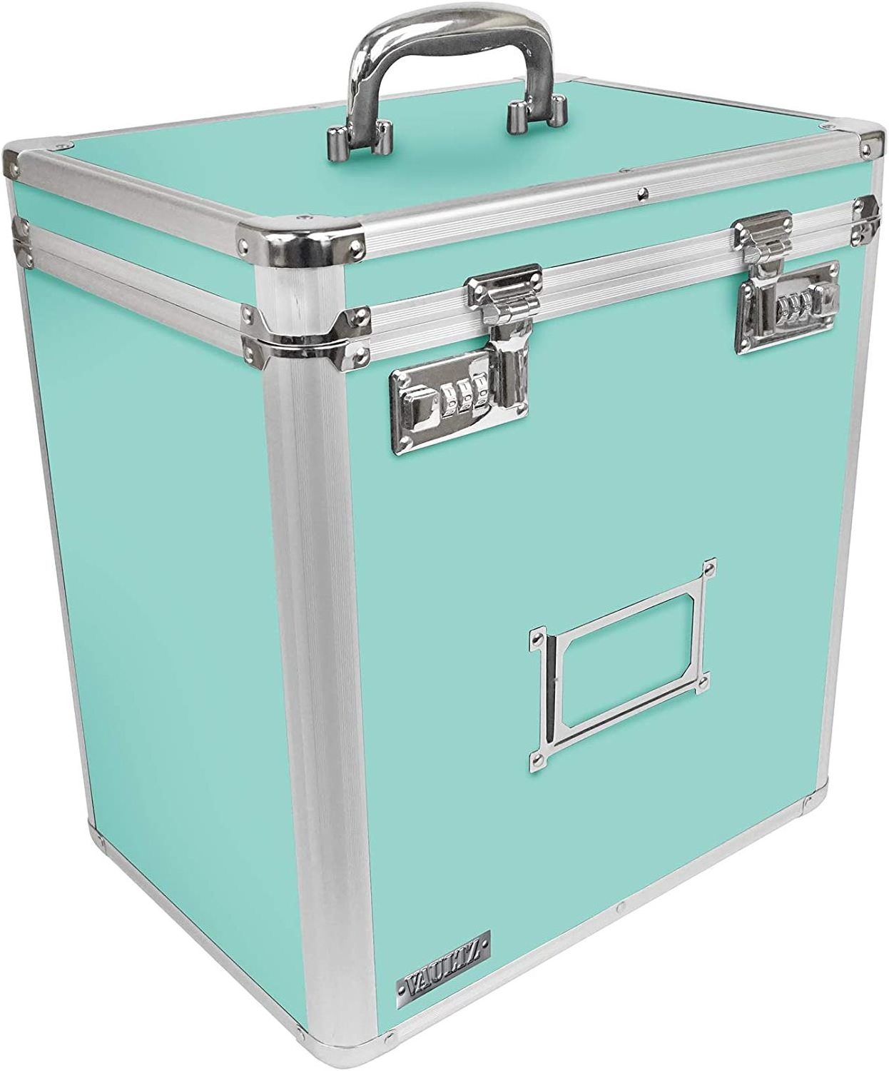 Aluminum Locking File Storage Chest CD Case Vinyl Record Storage Box Vinyl Record Collect & Organizer Holds Letter/Legal Files