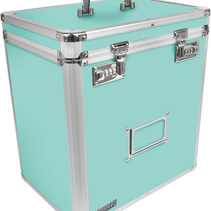 Aluminum Locking File Storage Chest CD Case Vinyl Record Storage Box Vinyl Record Collect & Organizer Holds Letter/Legal Files