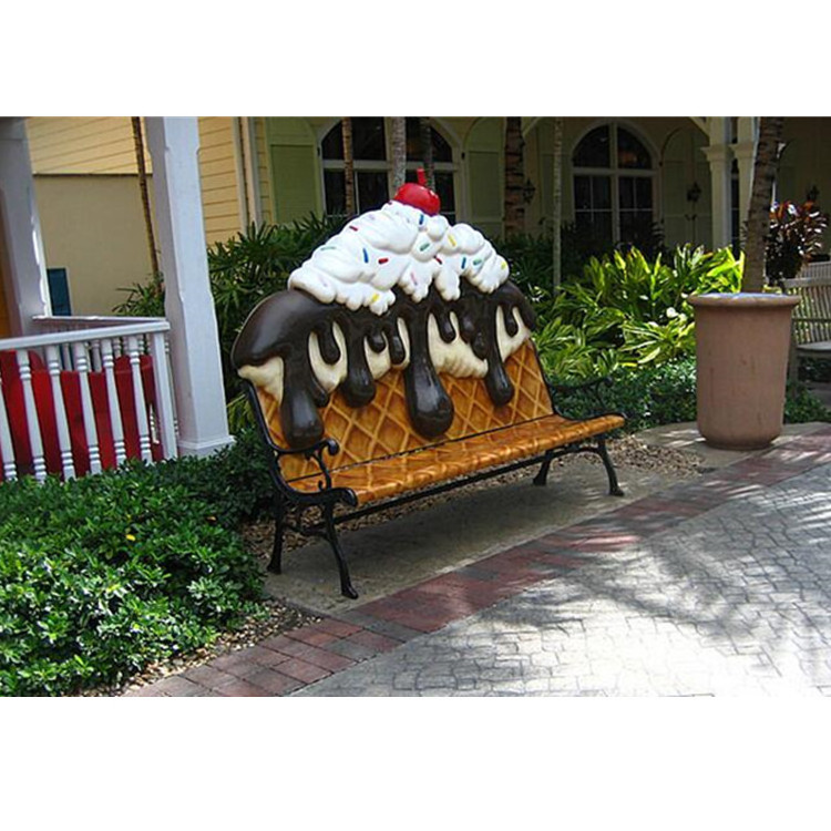 Outdoor Decoration Fiberglass Ice Cream Bench Chair