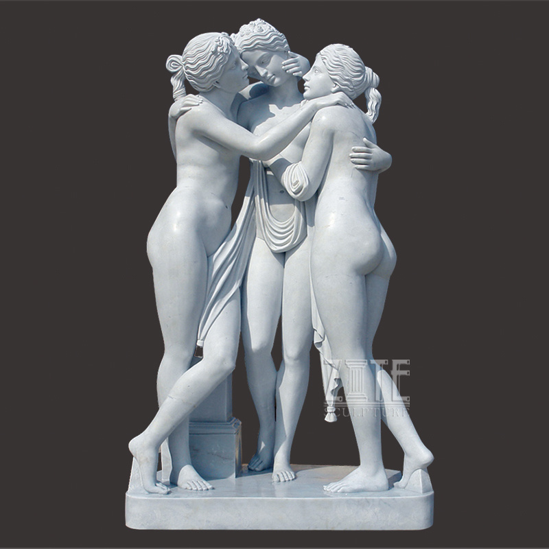 Best Detailed Carvings Three Graces Marble Sexy Nude Women Statue Price