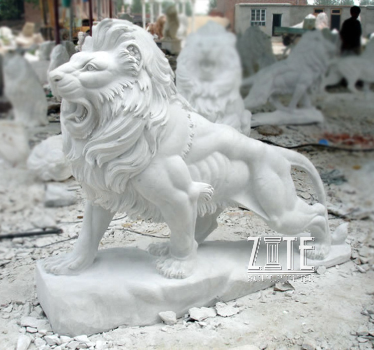 Hot Selling Outdoor pink marble animal lion sculpture statue