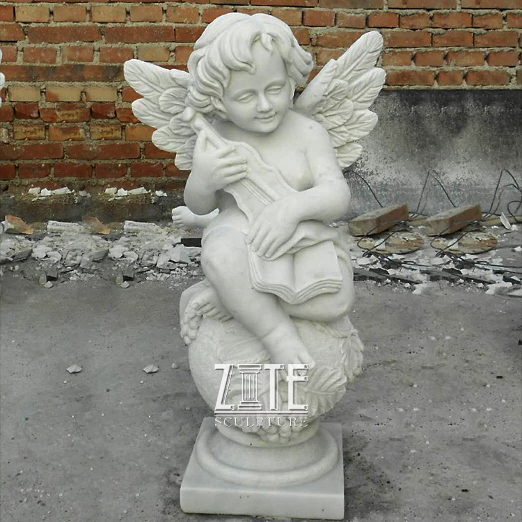 Hand Carved Angel grave monument slab marble tombstone