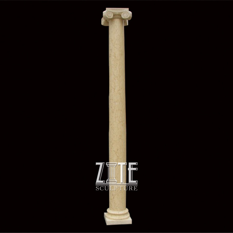 Natural Marble Hand Carved yellow gate stone round column