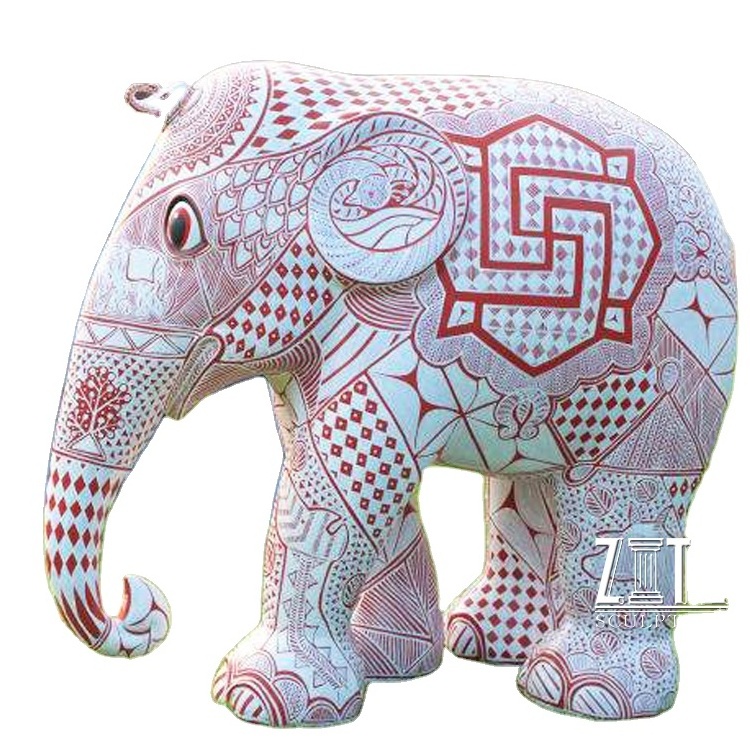 Modern Large Life Size Resin Animal Sculpture Indians Fiberglass Pink Elephant Statue