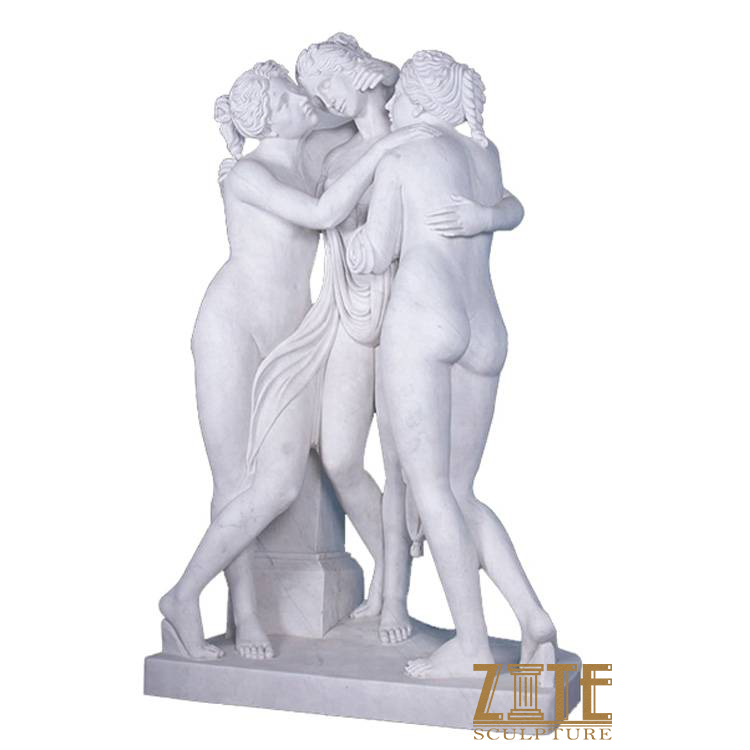 Best Detailed Carvings Three Graces Marble Sexy Nude Women Statue Price